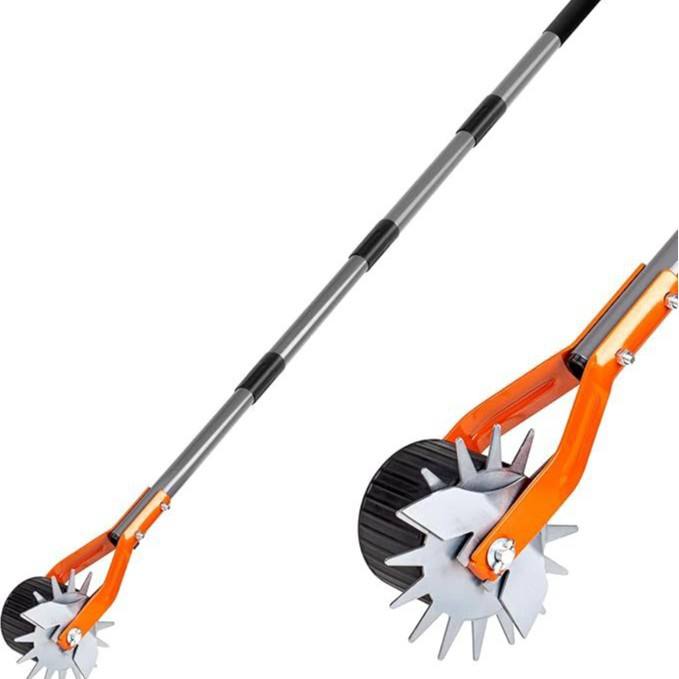 69.7-Inch Manual Rotary Edger Adjustable Stainless Steel Handle Cushion Grip for Lawn Trimming